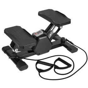 Mini Stepper Stair Stepper With Resistance Bands Quiet Workout Stepper with Digital Timer Max 330.7LBS Load for Home (Option: MiniStepper(BlackGrey))