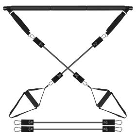 Pilates Bar Kit with 100LBS Resistance Bands Multifunctional Pilates Yoga Toning Bar Full Body Exercise Equipment Set for Beginners Intermediates Prof (Option: PilatesBarKit(100LBS))