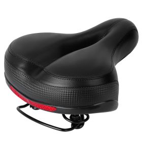 Bike Seat Water-Resistant Comfortable Bicycle Padded Saddle Wear Resistant Hollow Leather  Seat Cushion w/ Dual Springs Reflective Strip for Mountai (Option: SoftCruiserBikeSaddle(Black))